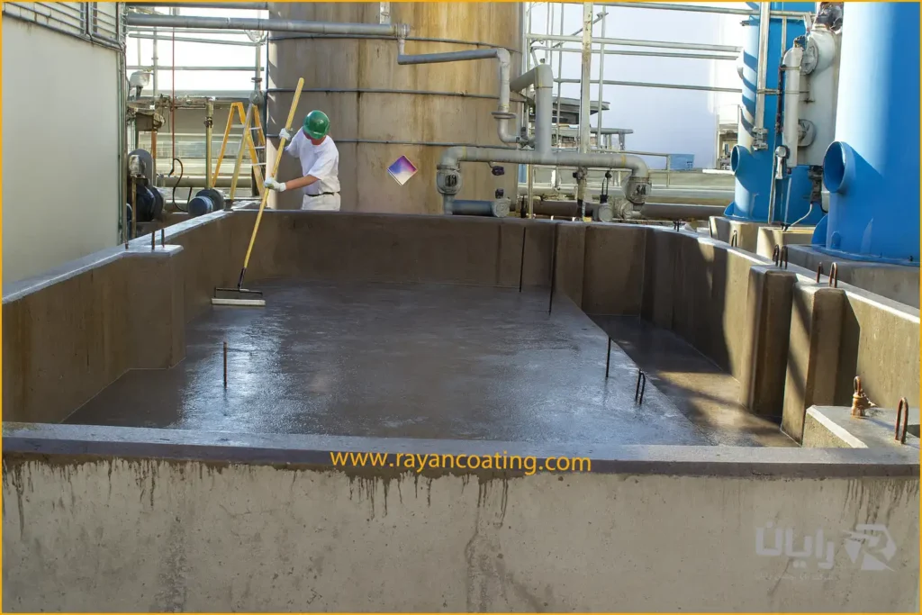 عکس آمادهسازی حوضچه صنعتی با پوشش ضد خوردگی