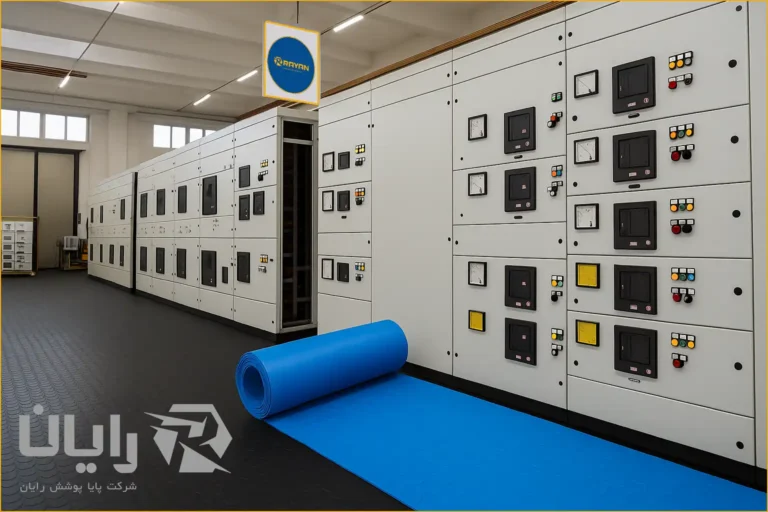 عکس کفپوش عایق برق در اتاق کنترل برق