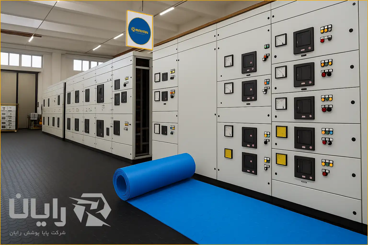 عکس کفپوش عایق برق در اتاق کنترل برق