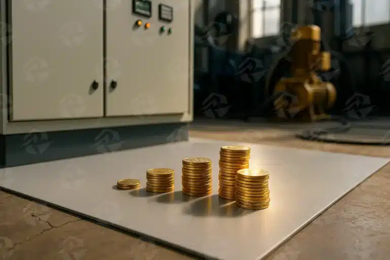 عس سکه‌های چیده‌شده بر روی کفپوش عایق برق در مقابل تابلو برق