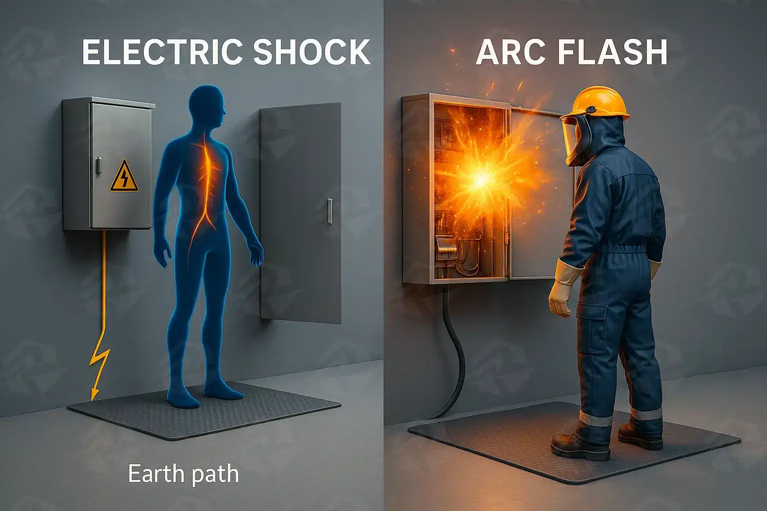 عکس مقایسه شوک الکتریکی و فلاش قوس