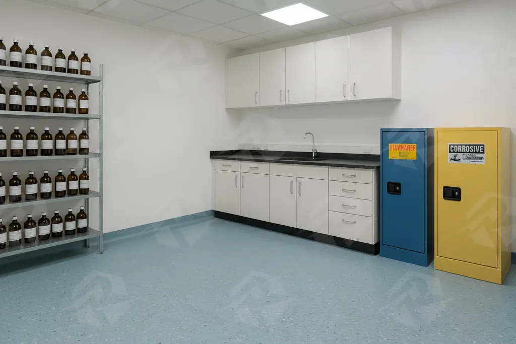 عکس آزمایشگاه پزشکی با کفپوش آنتی باکتریال یکپارچه