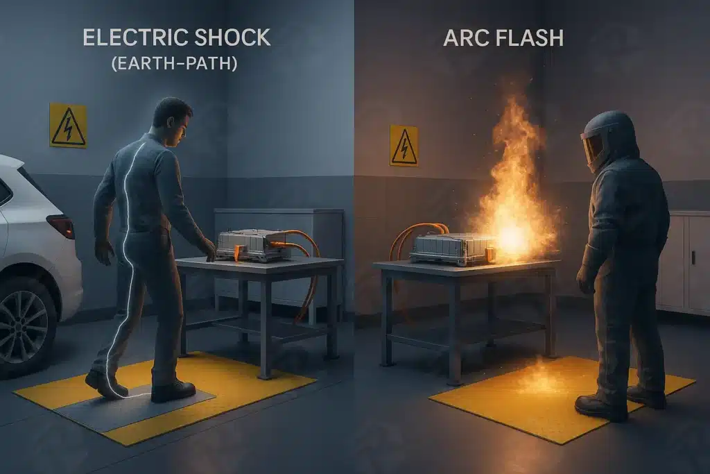 عکس تفاوت شوک الکتریکی و فلاش قوس