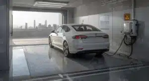 عکس کفپوش عایق برق در پارکینگ خودروهای برقی