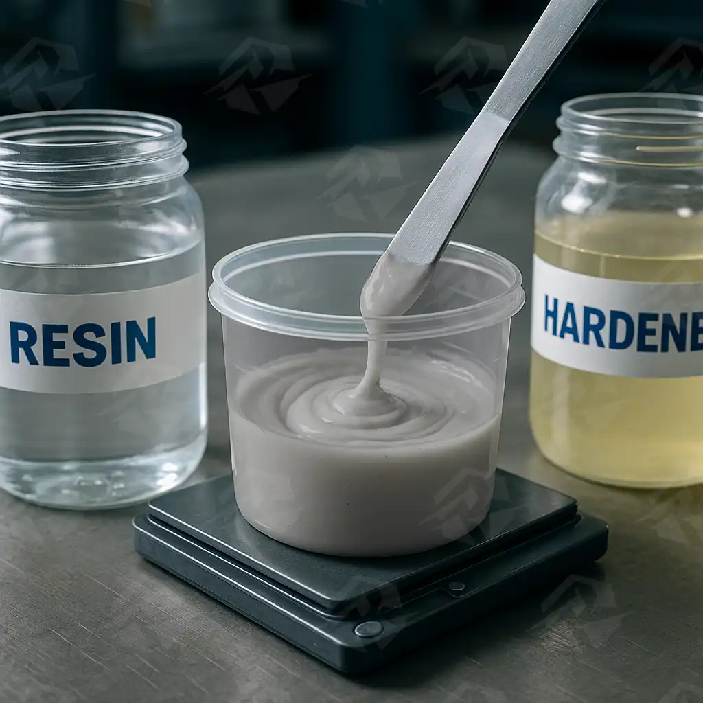 عکس مخلوط کردن اجزای بتونه اپوکسی فلزی