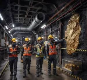 عکس بازرسی روزانه در معدن طلای مدرن