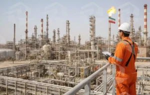 عکس بازرس ایمنی در پالایشگاه پتروشیمی