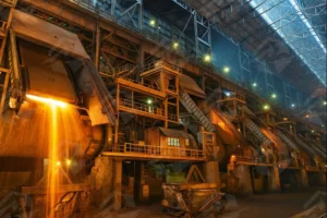 عکس تأسیسات ذوب مس، محیط فرآوری صنعتی پرخطر
