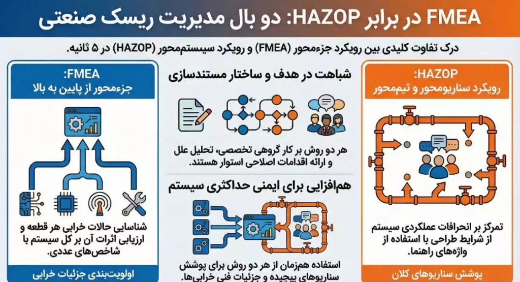 عکس تفاوت ها و شباهت های FMEA و HAZOP